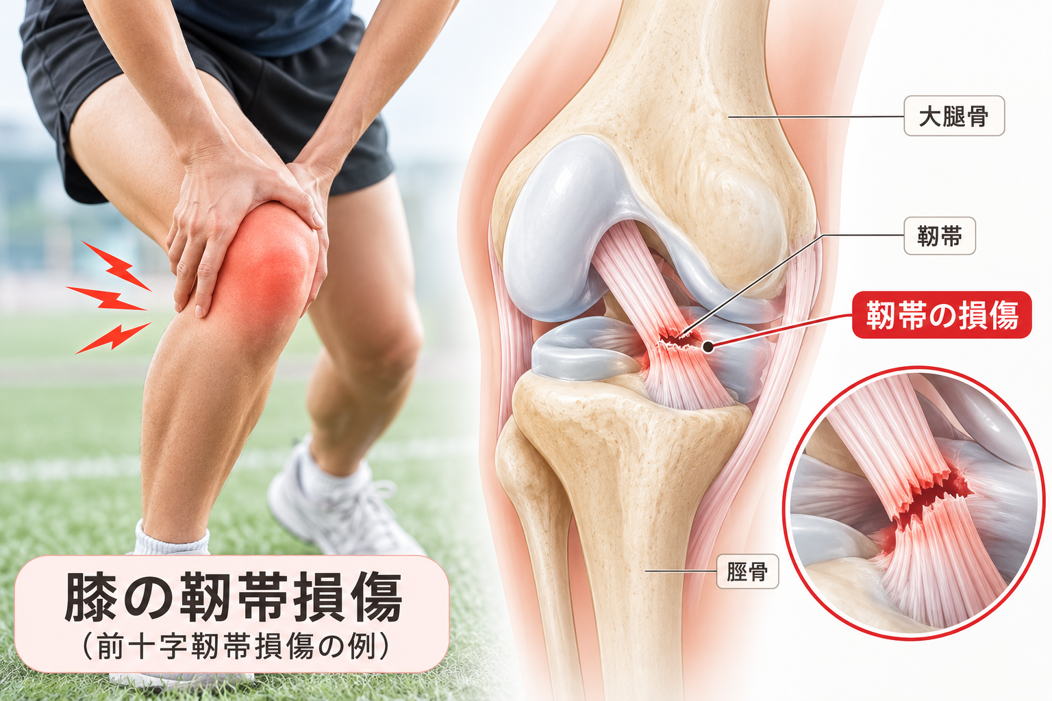 スポーツ中の膝の靱帯損傷